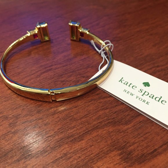 NWT Kate Spade Geo Gems Open Hinged Bangle - Picture 6 of 9